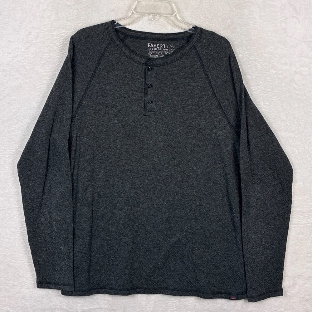 Faherty Cloud Henley Shirt Men XL Charcoal Gray Heather Preppy Outdoor Huckberry